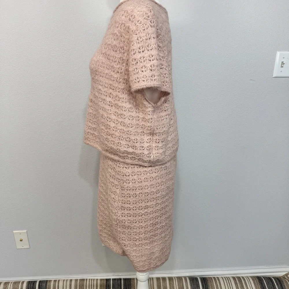House Of Harlow 1960 2 Piece‎ Women's Sweater Skirt Large Pink Textured Knit